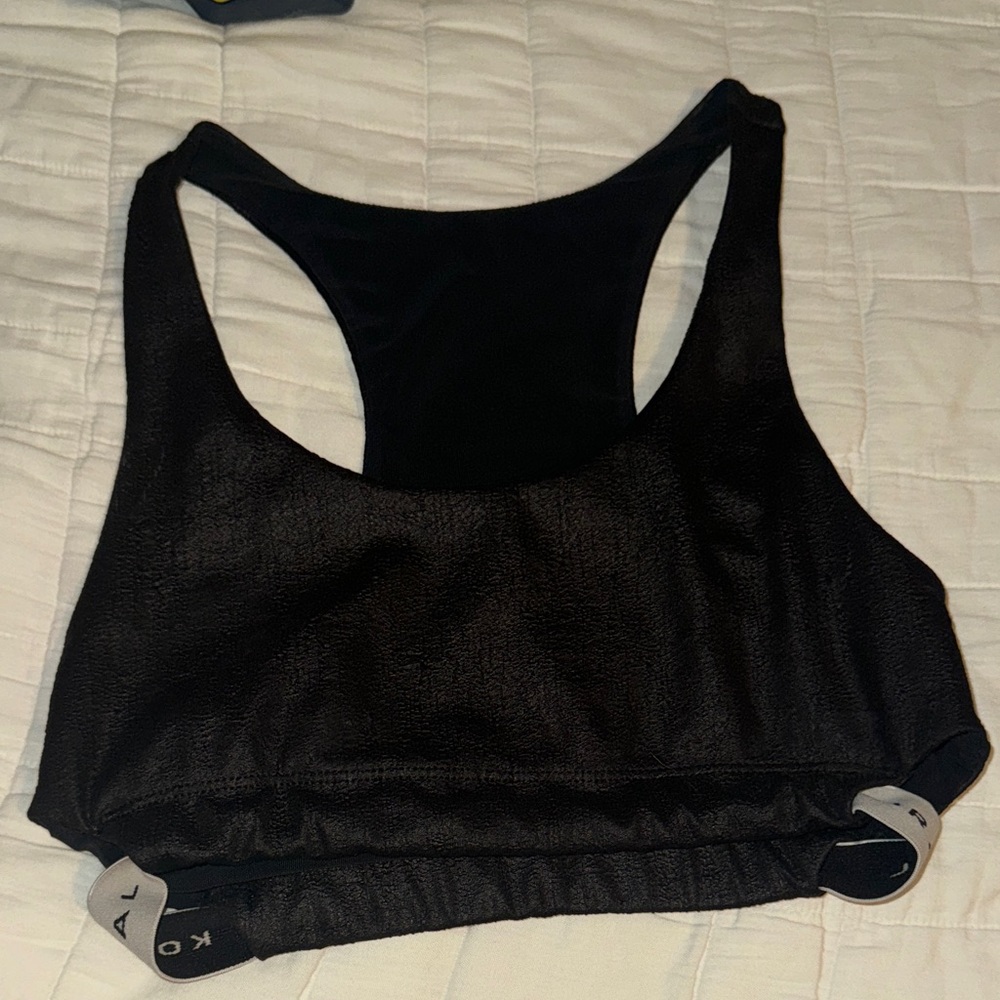 Koral Black Textured Sports Bra